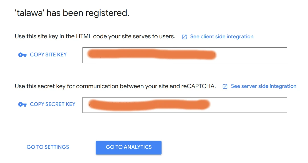 reCAPTCHA site key